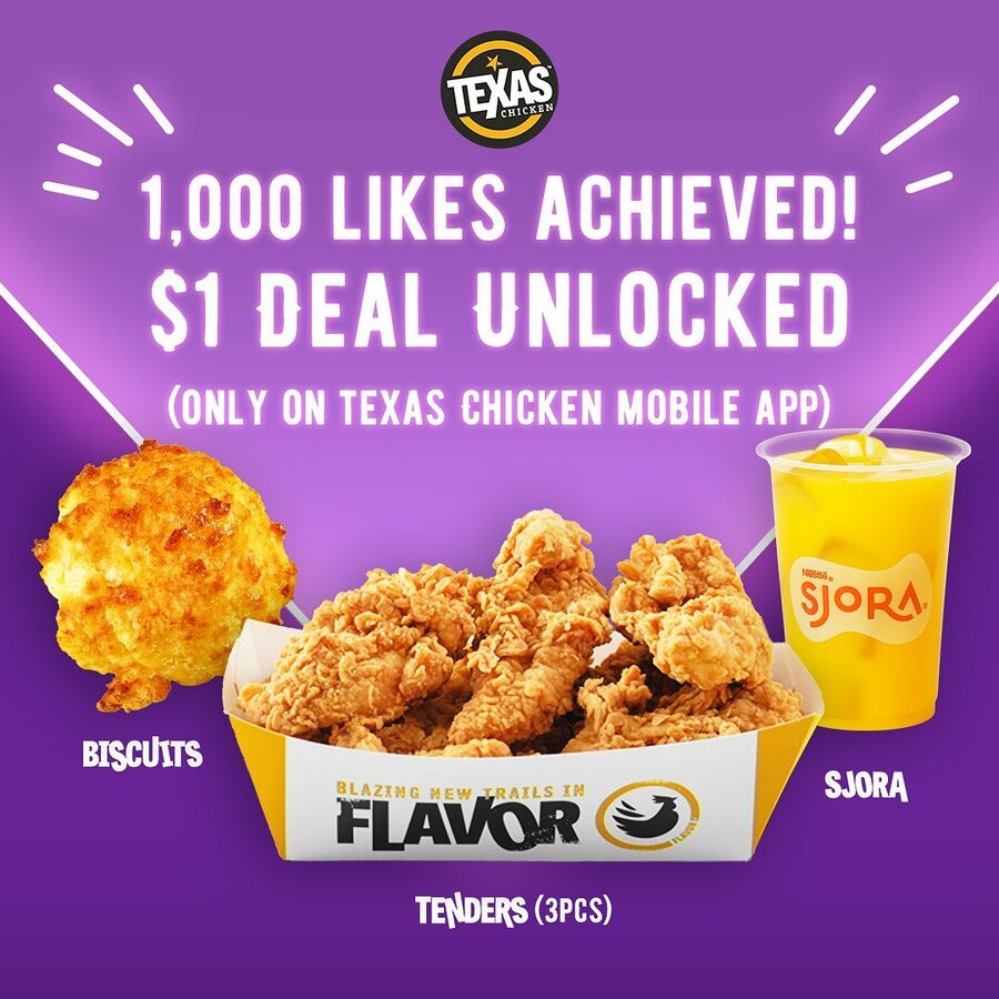 1 Bts Deal On Texas Chicken Mobile App Cheapcheaplah