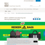Buy $35 of MILO Products, Get a Free Adidas Backpack | Buy $50 of MILO Products, Get a Free Duffel Bag @ Participating Retailers