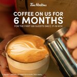 Free Coffee for 6 Month for 1st 100 Guests Daily, Fri-Sun (17/11-19/11) @ Tim Horton's (Vivocity)