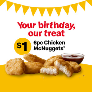 6pcs Chicken McNuggets for $1 at McDonald's (via App, On Birthday)