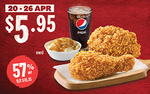 2pcs Chicken Meal for $5.95 (U.P. $15.15) at KFC