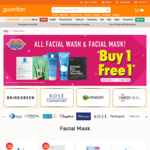 Buy 1 Get 1 Free on All Facial Wash and Facial Masks at Guardian
