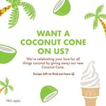 Free Coconut Cone (IG Post Required, Limit 500 Redemptions) @ McDonald's