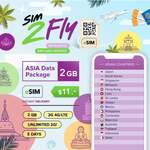 AIS SIM2fly Southeast Asia Travel SIM: 5 USD for 2GB for 5 days @ ESIM2Fly Shop