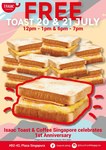Free Toast at Isaac Toast & Coffee (Facebook Required)