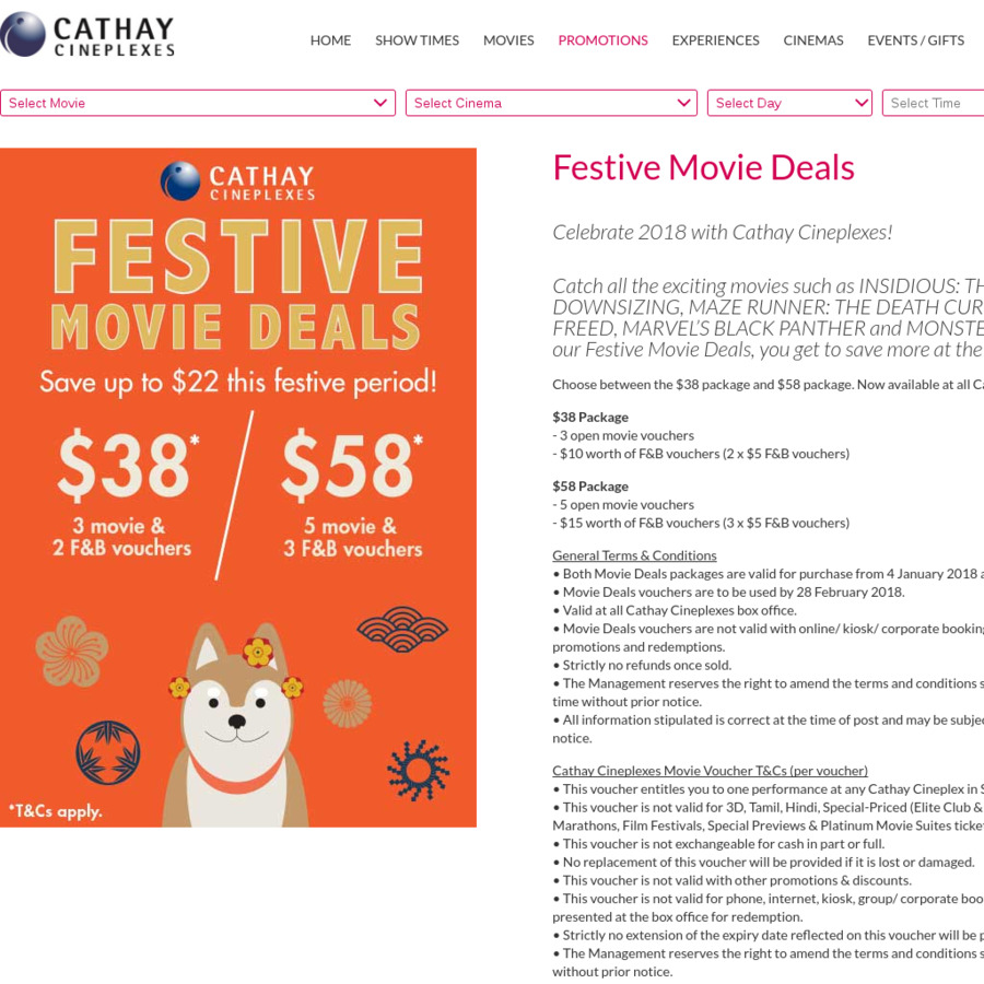 3 Movie + 2 F&B Vouchers For $38 Or 5 Movie + 3 F&B Vouchers For $58 At ...