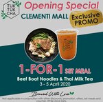 1 for 1 Beef Boat Noodle & Thai Milk Tea Set Meal at Tuk Tuk Cha (Clementi Mall)