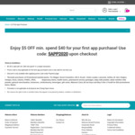 $5 off ($40 Min Spend) on First App Purchase at Watsons