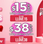 $15 off ($88 Min Spend) or $38 off ($158 Min Spend) Sitewide at Watsons