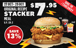 Original Stacker Meal for $7.95 (U.P. $9.20) at KFC