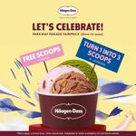 Free Ice Cream Scoop or 3 Scoops for The Price of 1 at Häagen-Dazs (Parkway Parade)