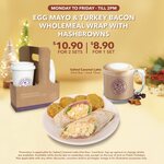Egg Mayo & Turkey Bacon Wholemeal Wrap w/Hash Browns: 2 Sets for $10.90 at The Coffee Bean & Tea Leaf [Weekdays, Till 2pm Daily]