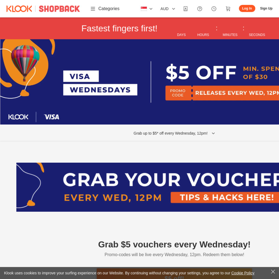 $5 off ($30 Minimum Spend) at Klook [Visa Cards] - CheapCheapLah