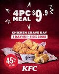 4pc Chicken Meal for $9.90 (U.P. $18) at KFC