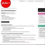 AirAsia 20% off Base Fare to All Destinations 11-17 July