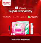 20% off Storewide + $8 off ($40 Min Spend) or $20 off ($80 Min Spend) at L'Oreal via Shopee