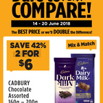 Cadbury Dairy Milk Assorted Chocolate Blocks, 160g to 200g - 2 for $6 (U.P. $10.40) at Giant