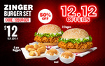 Zinger Burger Set for $12 (U.P. $24.40) at KFC