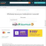 10% off Singtel, StarHub and M1 Mobile Recharges/Top-Ups at Lazada
