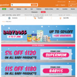 5% off ($120 Min Spend), $15 off ($180 Min Spend) or $25 off ($250 Min Spend, PAssion Debit Cards) All Baby Products at Guardian