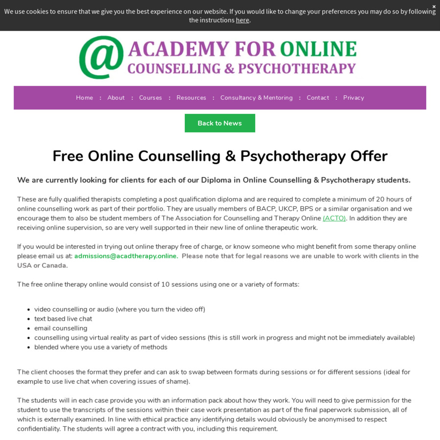 Free live chat counselling