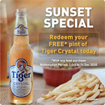 Free Tiger Crystal Beer With Any Food Purchase at Participating Bars