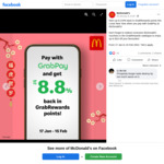 Up to 8.8% GrabRewards Points with GrabPay Payments at McDonald's
