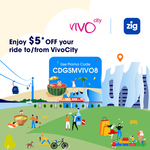 $5 off Rides to & from VivoCity with ComfortDelGro Zig