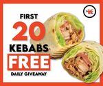 Free Kebab Wraps Daily from 11:30am (20 Per Day) 24/3-31/3 @ Kebabs Faktory (Sengkang Grand)