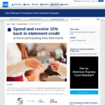 15% Statement Credits at Particpating New Merchants with American Express Cards