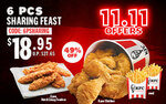 6pcs Sharing Feast for $18.95 (U.P. $37.65) at KFC