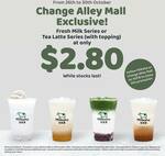 Fresh Milk or Tea Latte Series for $2.80 at Milksha (Change Alley Mall, Facebook/Instagram Required)