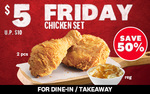 $5 Chicken Set (U.P. $10) at KFC via App [Fridays]