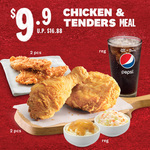 Chicken & Tenders Meal for $9.90 (U.P. $16.88) at KFC via Lazada