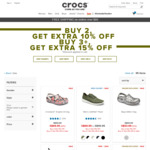 Buy 2, Get Extra 10% off, Buy 3+, Get Extra 15% off at Crocs