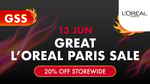 20% off Storewide at L'Oreal Paris via Shopee