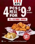 4pcs Meal for $9.90 (U.P. $20.60) at KFC