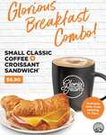 Small Classic Coffee and Croissant Sandwich for $8.90 at Gloria Jean's Coffee