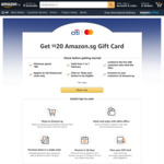 Bonus $20 Gift Card When You Spend $80 at Amazon SG (Citibank Mastercard Cards, New Customers)