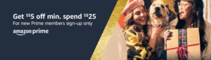 $5 off ($25 Min Spend) for New Prime Members at Amazon SG