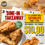 3pcs Chicken & 3pcs Tenders for $10.90 (U.P. $15.80) at Texas Chicken