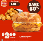 Chicken Croissan'wich with Hash Browns for $2.60 (U.P. $5.20) at Burger King