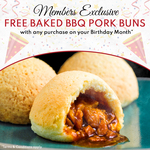 Free 3pcs BBQ Baked Buns with Any Purchase During Birthday Month at Tim Ho Wan (Members)