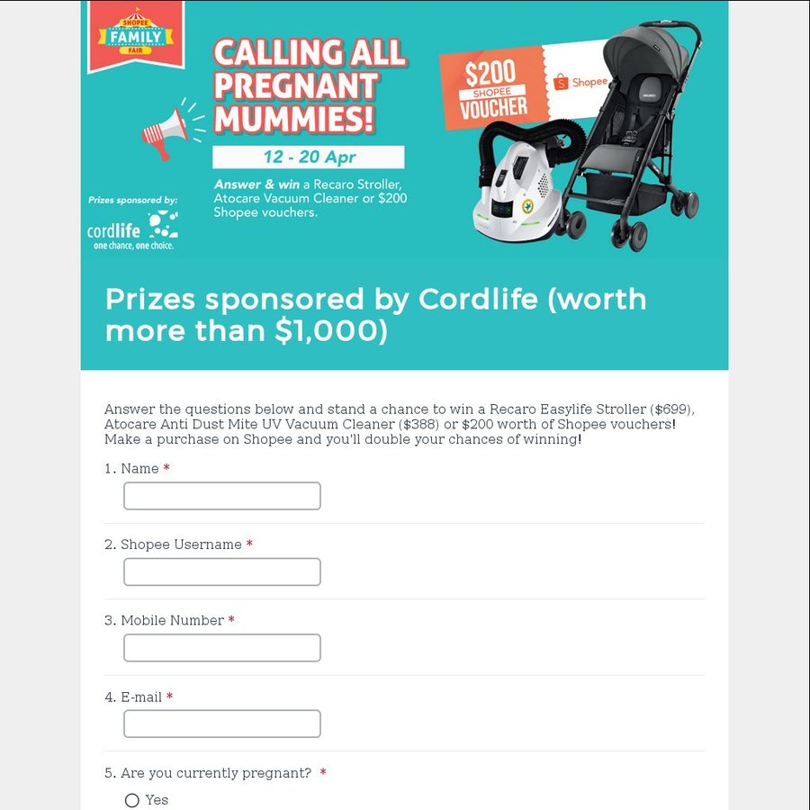 Win a Recaro Stroller, Atocare Vacuum or $200 Shopee Voucher from