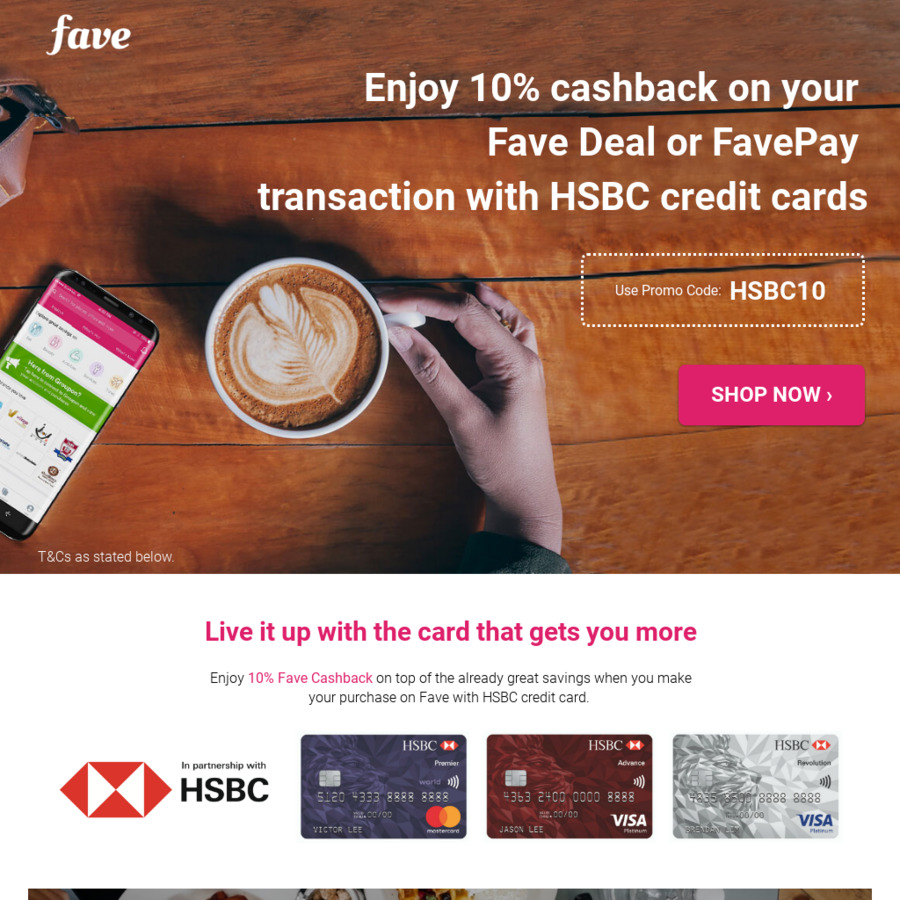 Enjoy 10 Cashback On Your Fave Deal Or Favepay Transaction With Hsbc Credit Cards Cheapcheaplah