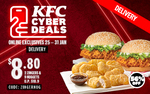 2 Zinger Burgers and 9 Nuggets for $8.80 at KFC Delivery
