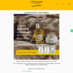 Free 3 Piece Almond Shower Oil and Almond Milk Concentrate Sample from L'Occitane (Collect in-Store)