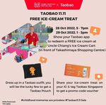 Free Ice Cream Treat, Friday & Saturday (28/10 & 29/10) at Uncle Chiang’s Ice Cream Cart, Takashimaya (Taobao App Req.)