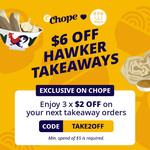 $2 off 3x Hawker Takeaway Orders ($5 Min Spend) at WhyQ