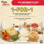1 for 1 Butter Chicken & Vegetarian Biryani at Prata Wala (Jurong Point & Northpoint City) [Members]
